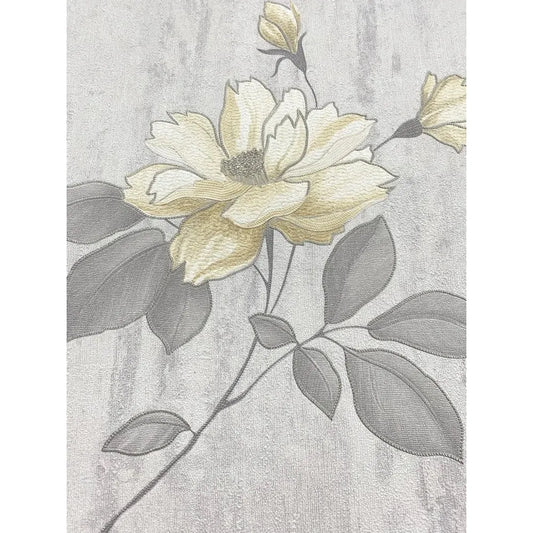 Papel pintado Muriva Oleana Floral Ocre/Gris (703071)