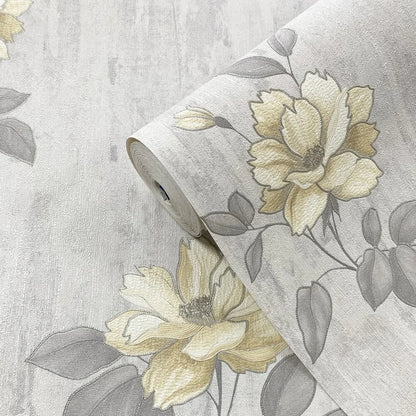 Muriva Oleana Floral Ochre/Grey Wallpaper (703071)