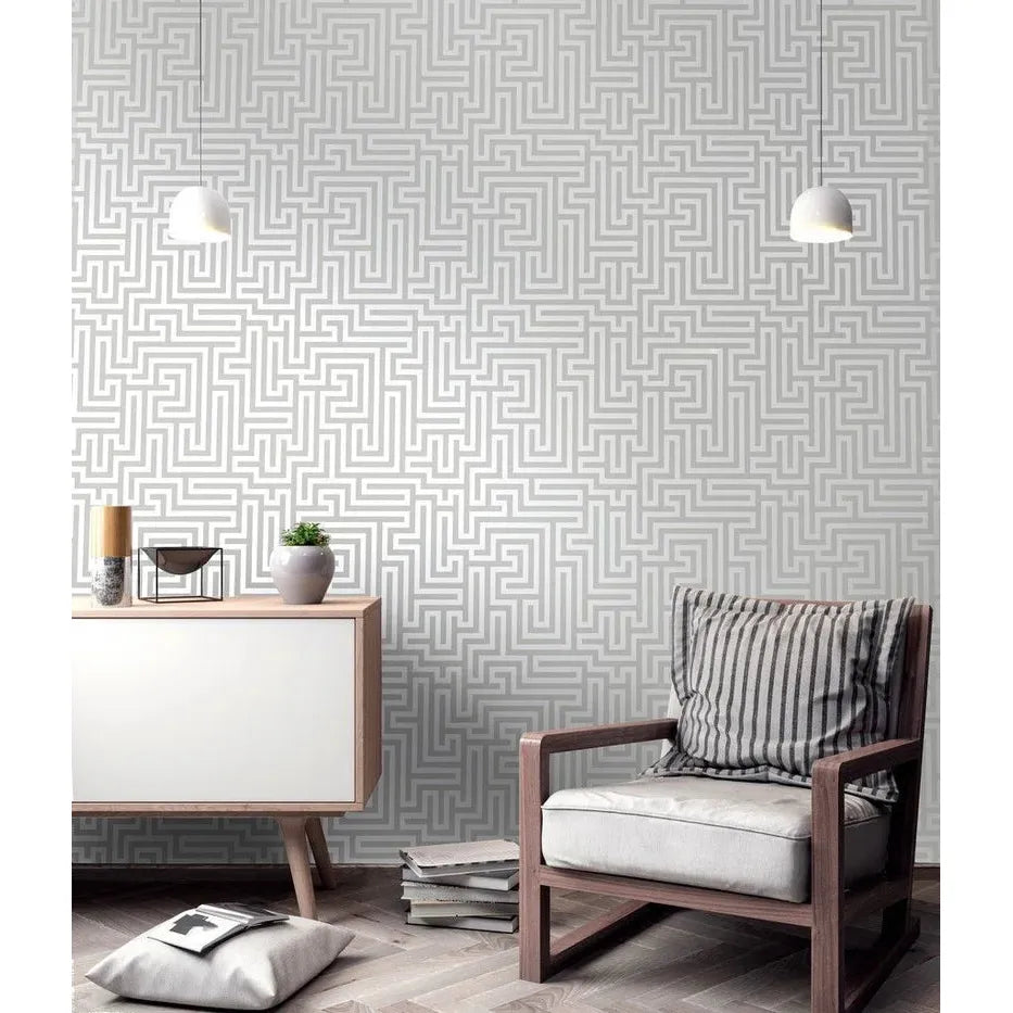 Holden Glistening Maze Grey Wallpaper (12910)