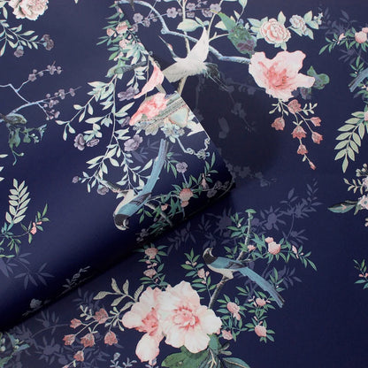 Muriva Lipsy Ophelia Navy Blue Wallpaper (144080)