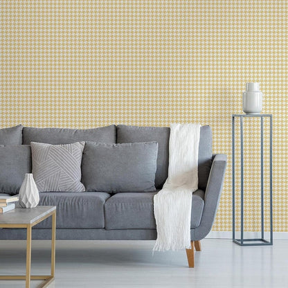 Muriva Houndstooth Ochre & White Wallpaper (179503)