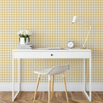 Muriva Houndstooth Ochre & White Wallpaper (179503)