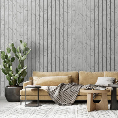 Muriva Woodgrain Panel Silver Wallpaper (193502)