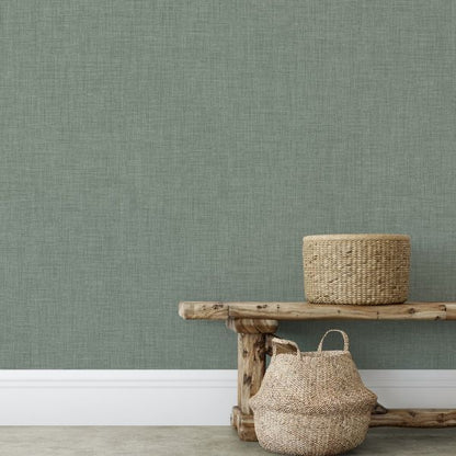 Muriva Cambric Texture Green Wallpaper (196304)