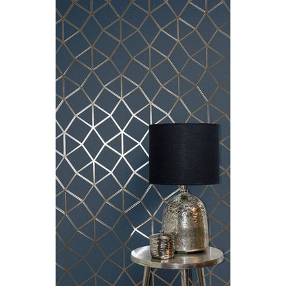 Fine Decor Platinum Foil Navy/Gold Wallpaper (FD42560)