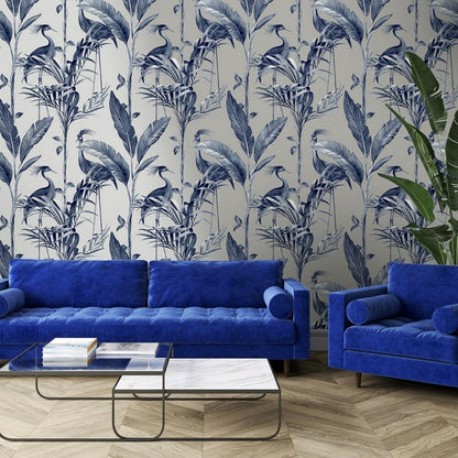 Belgravia Azzurra Leaf  Wallpaper