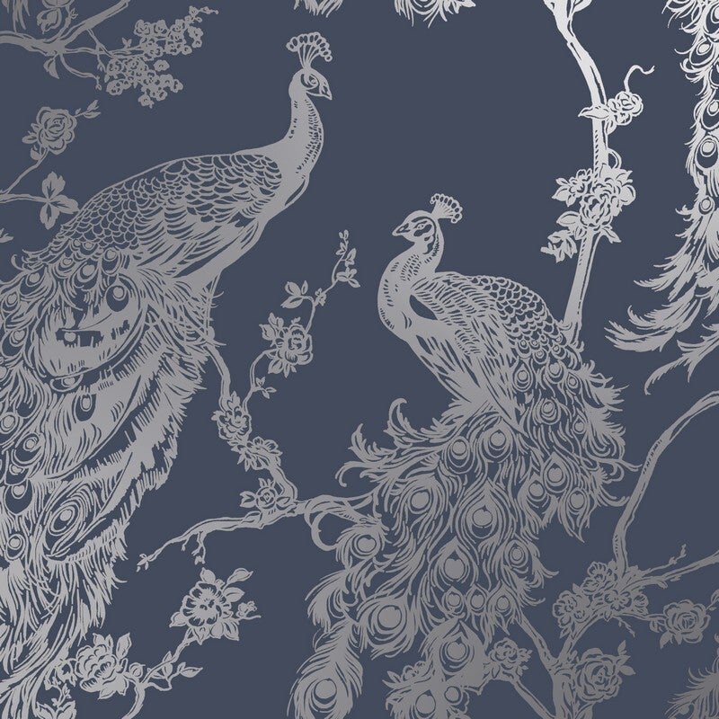 Holden Glistening Peacock Navy Wallpaper (12960)