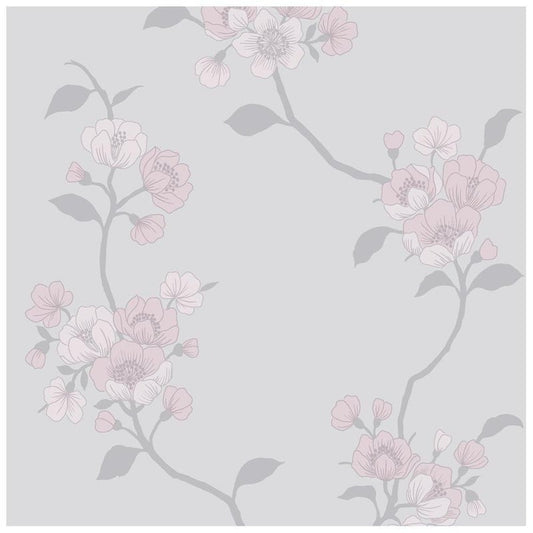 Papel pintado floral de piedra y rosa Muriva Delta (701621)