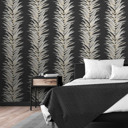 Muriva Dhara Black & Gold Wallpaper (191504)