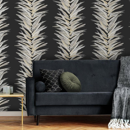 Muriva Dhara Black & Gold Wallpaper (191504)