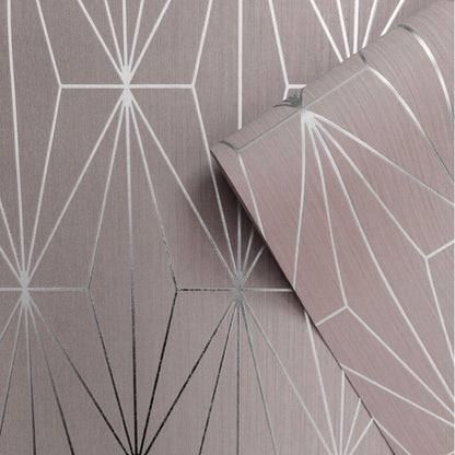 Muriva Kayla Blush and Silver Wallpaper (703012)