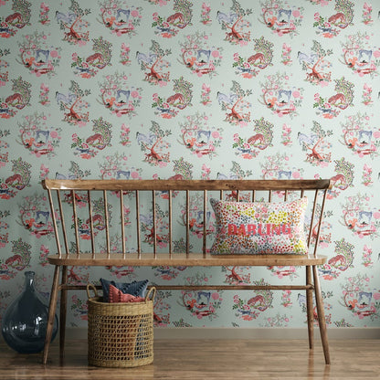 Muriva Painted Kingdom Duck Egg Wallpaper (182541)