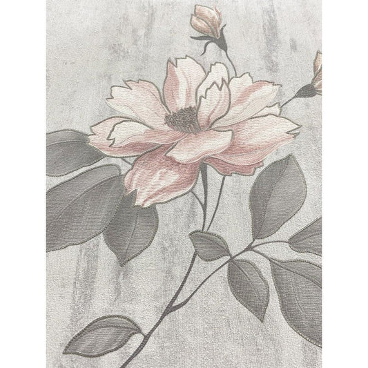 Muriva Oleana Papier peint floral rose/gris (703072)