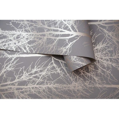 Papel pintado Holden Rhea Zandra Trees gris oscuro/oro rosa (90761)