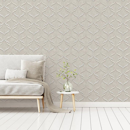 Fine Decor Milano Wave Beige Wallpaper (M95618)