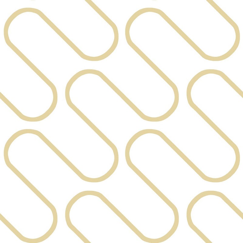 Papier peint Muriva Linear Curve, blanc et or (206504)