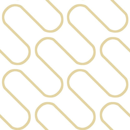 Muriva Linear Curve White & Gold Wallpaper (206504)