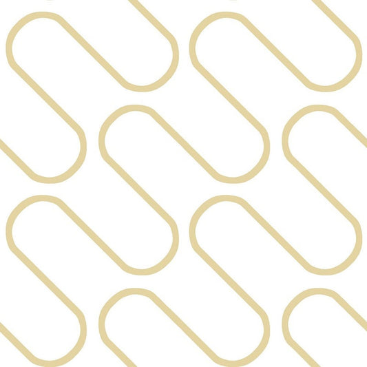 Papel pintado Muriva Linear Curve blanco y dorado (206504)