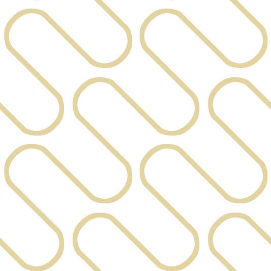 Muriva Linear Curve White & Gold Wallpaper (206504)