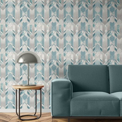 Muriva Elixir Geo Teal Wallpaper (167503)