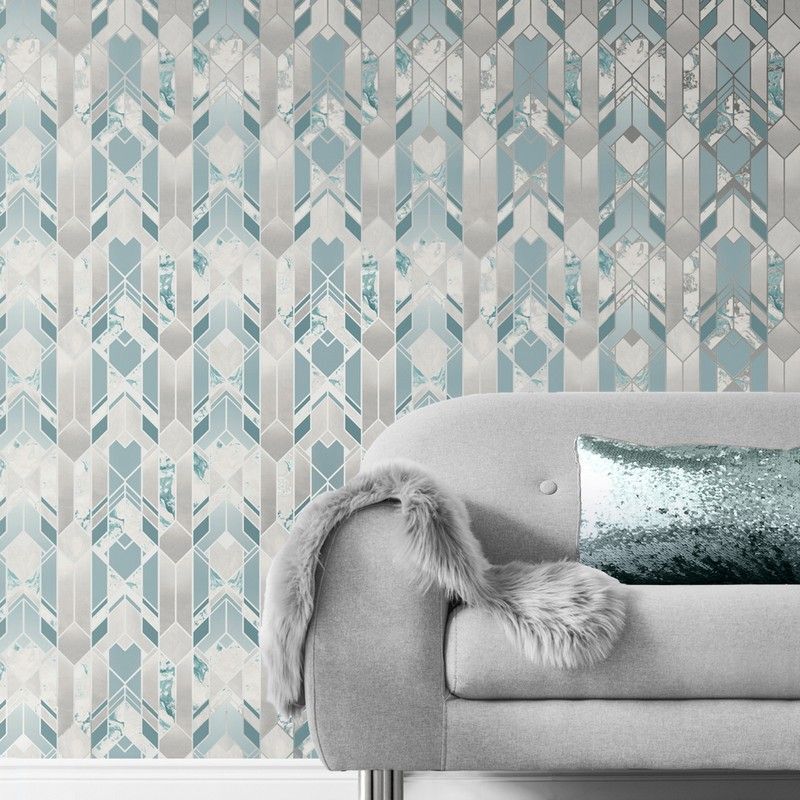 Muriva Elixir Geo Teal Wallpaper (167503)