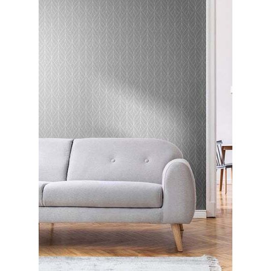 Muriva Blake Wave Grey & White Wallpaper (178101)