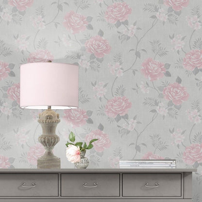 Muriva Darcy James Rosalind Pink Blush Wallpaper (173504)