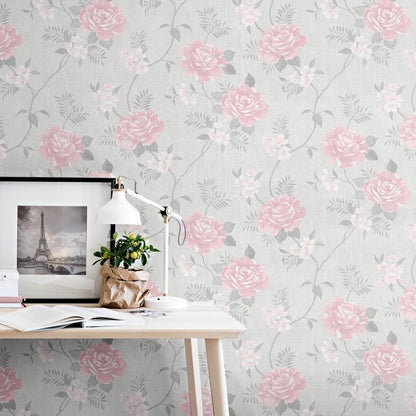 Muriva Darcy James Rosalind Pink Blush Wallpaper (173504)