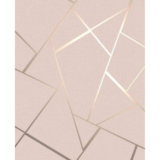 Fine Decor Quartz Fractal Blush / Rose Gold Wallpaper (FD42682)