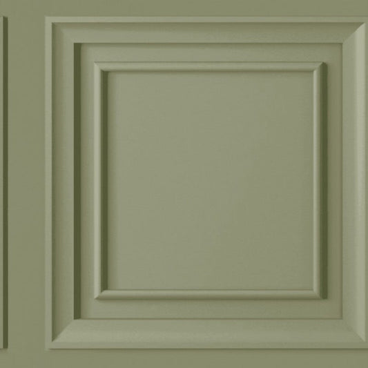 Papel pintado verde salvia con panel de madera Graham y Brown (115077)