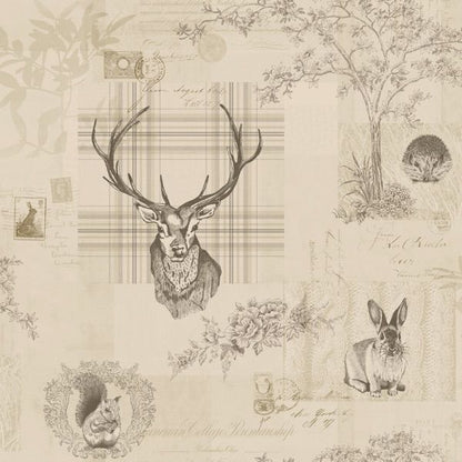 Holden Stags Charcoal/Linen Wallpaper (98012)