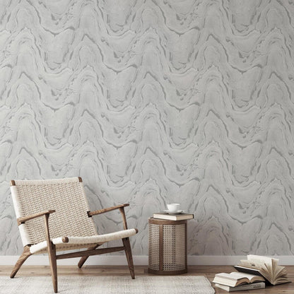 Muriva Woodgrain Silver Wallpaper (199502)