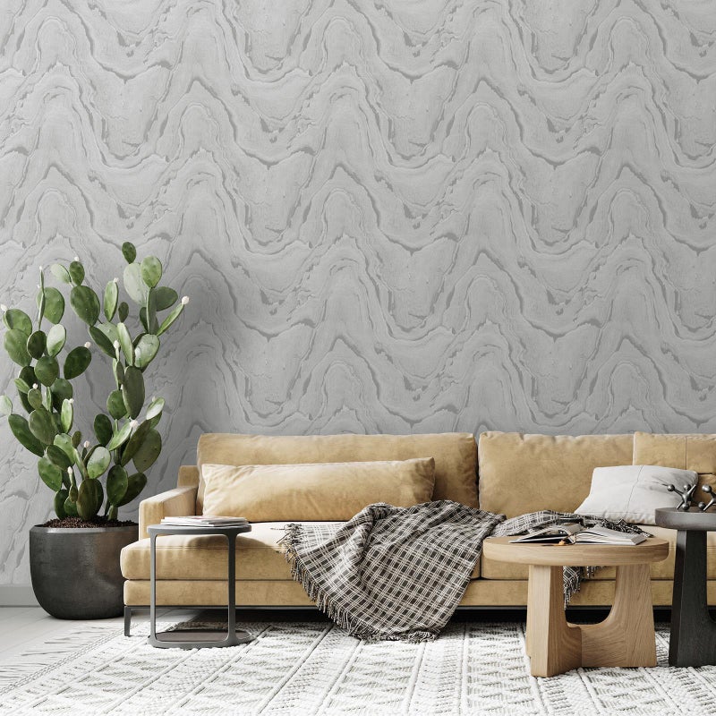 Muriva Woodgrain Silver Wallpaper (199502)