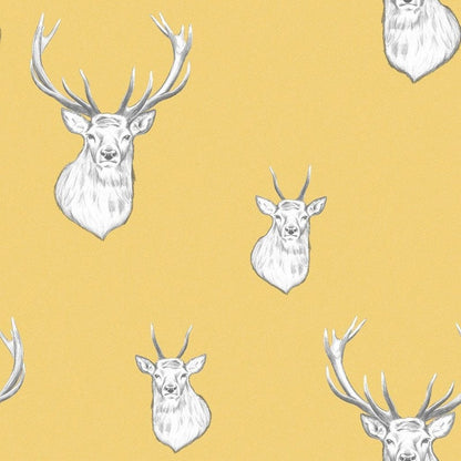 Muriva Catherine Lansfield Stags Ochre Wallpaper (165510)