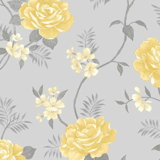 Muriva Rosalind Grey & Ochre Wallpaper (170501)