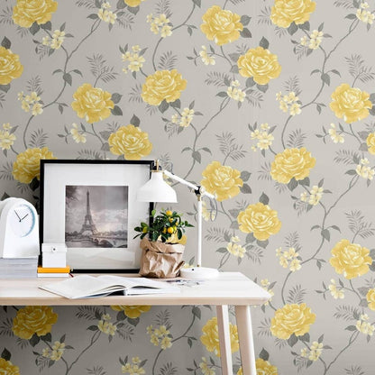 Muriva Rosalind Grey & Ochre Wallpaper (170501)