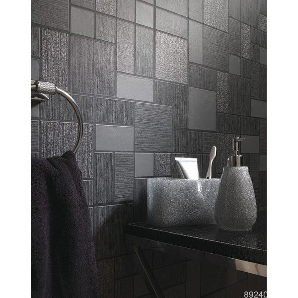 Holden Glitter tile black Wallpaper (89240)
