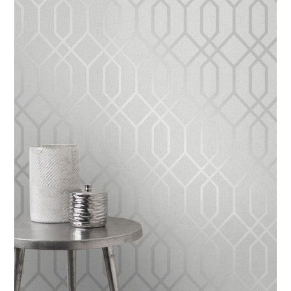 Fine Decor Quartz Trellis Silver Wallpaper (FD42304)