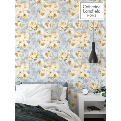 Muriva Catherine Lansfield Dramatic Floral Ochre Wallpaper (165551)