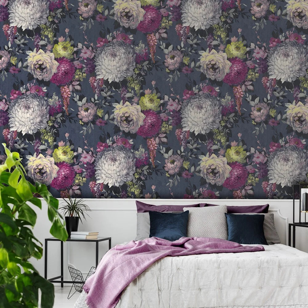 Papier peint floral Belgravia Azzurra