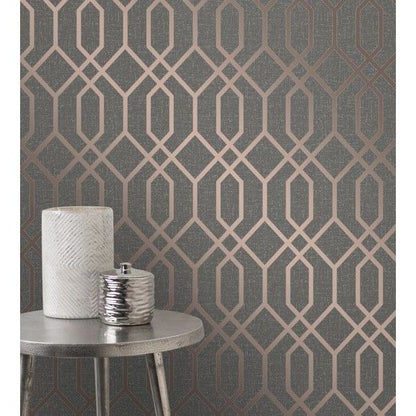 Fine Decor Quartz Trellis Copper Wallpaper (FD42307)