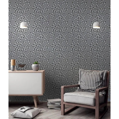 Holden Glistening Maze Black Wallpaper (12912)