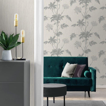 Belgravia Grasscloth Leaf Wallpaper