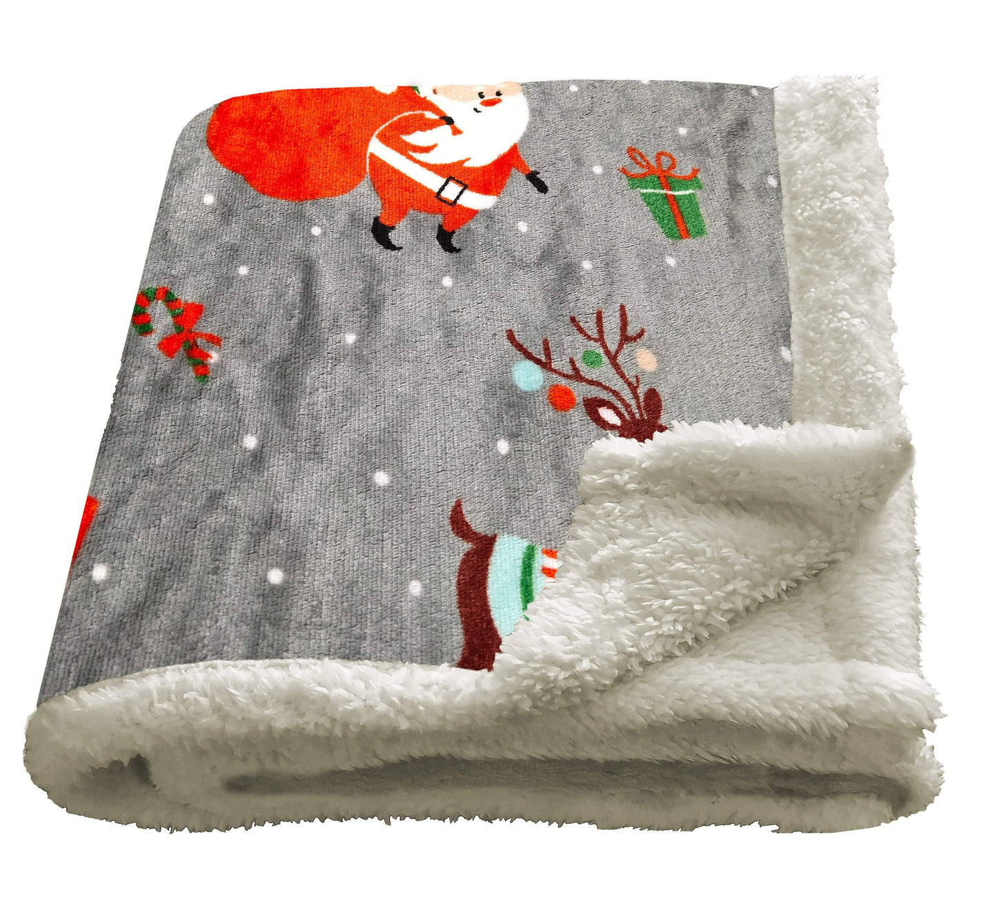 Santa Christmas Presents Reversible Teddy Fleece Duvet Cover Set Luxurious Faux Fur Bedding, Warm and Cozy Holiday Comfort OEKO-TEX Certified by OLIVIA ROCCO