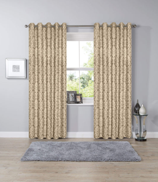 Savoy Hand Woven Jacquard Curtains Luxurious Cotton Blend Eyelet Ring Top OEKO-TEX Certified Bedroom Living Room Panels Multiple Colours by OLIVIA ROCCO