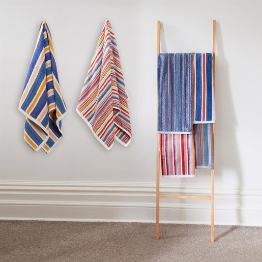 Set of 6 Eco-Friendly Striped Towels 100 Percent Recycled Cotton Quick Dry Absorbent for Gym Beach Travel Home Assorted Colours by OLIVIA ROCCO