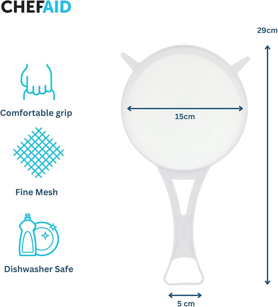 Chef Aid Strainer White Plastic Strainer, Nylon Mesh