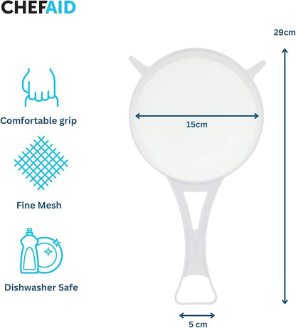 Chef Aid Strainer White Plastic Strainer, Nylon Mesh