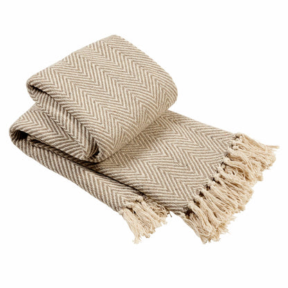 Tangier Super Soft Recycled Cotton Throw Blanket with Decorative Tassels Lightweight Cozy for Sofa Bed Chair Stylish Eco-Friendly by OLIVIA ROCCO