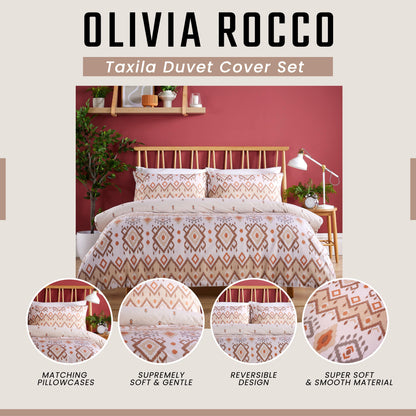 Taxila Duvet Cover Set Easy Care Quilt Covers with Pillowcases Super Soft Reversible Bedding Bed Linen Sets for Bedroom Décor by OLIVIA ROCCO